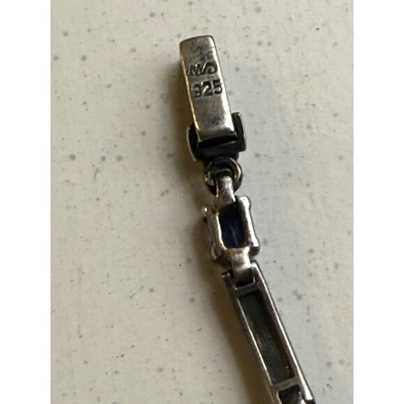 Sterling Silver Blue Cubic Zirconia Marcasite Bracelet - Picture 4 of 4